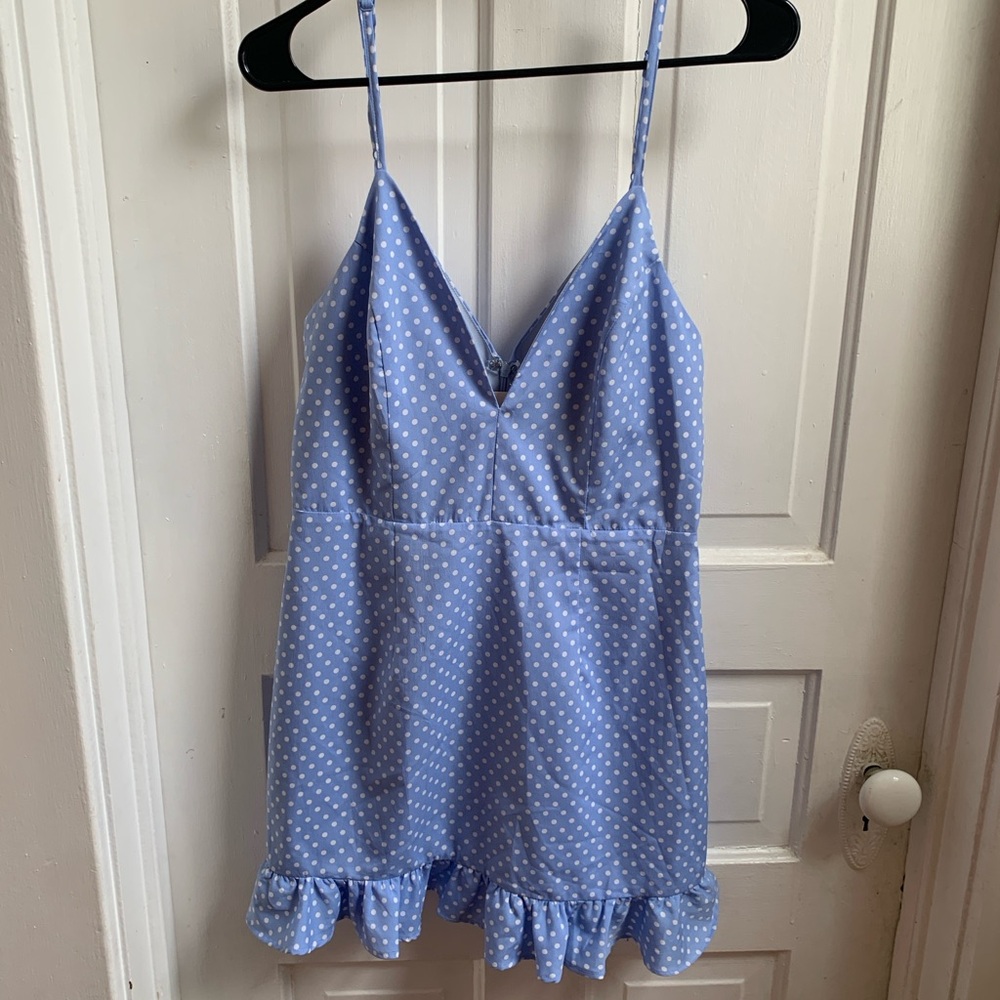 NWT superdown Mayra Polka Dot Mini Dress Blue Medium